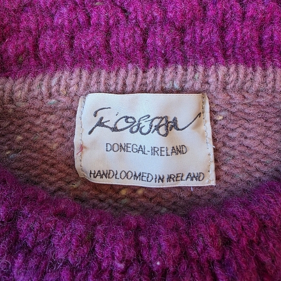 Rossan Wool Sweater Handloomed in Ireland – Size S/M - Dusty Rose/Fuchsia - Picture 6 of 7